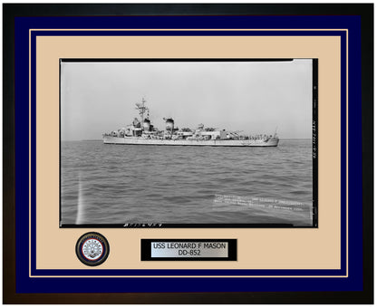 USS LEONARD F MASON DD-852 Framed Navy Ship Photo Blue