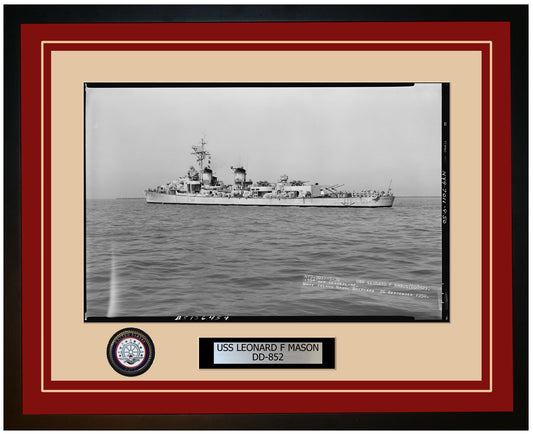 USS LEONARD F MASON DD-852 Framed Navy Ship Photo Burgundy