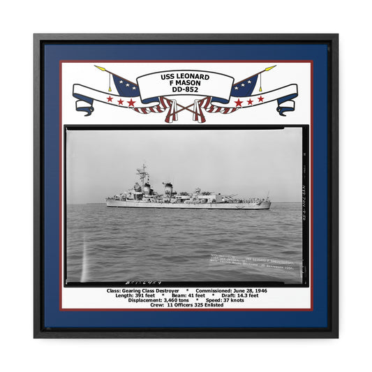 USS Leonard F Mason DD-852 Navy Floating Frame Photo Front View
