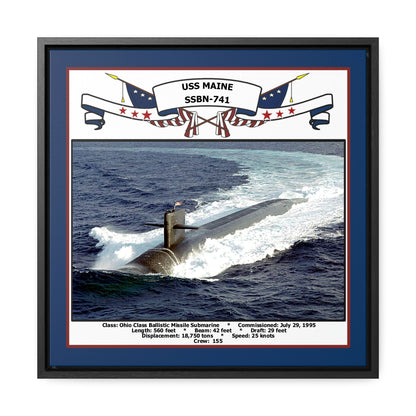 USS Maine SSBN-741 Navy Floating Frame Photo Front View