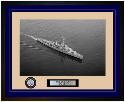 USS BRISTOL DD-857 Framed Navy Ship Photo Blue