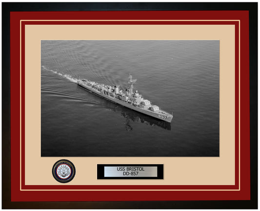 USS BRISTOL DD-857 Framed Navy Ship Photo Burgundy