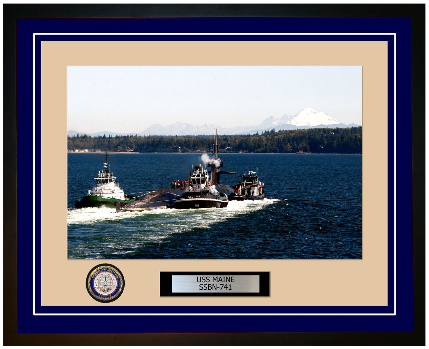 USS Maine SSBN-741 Framed Navy Ship Photo Blue