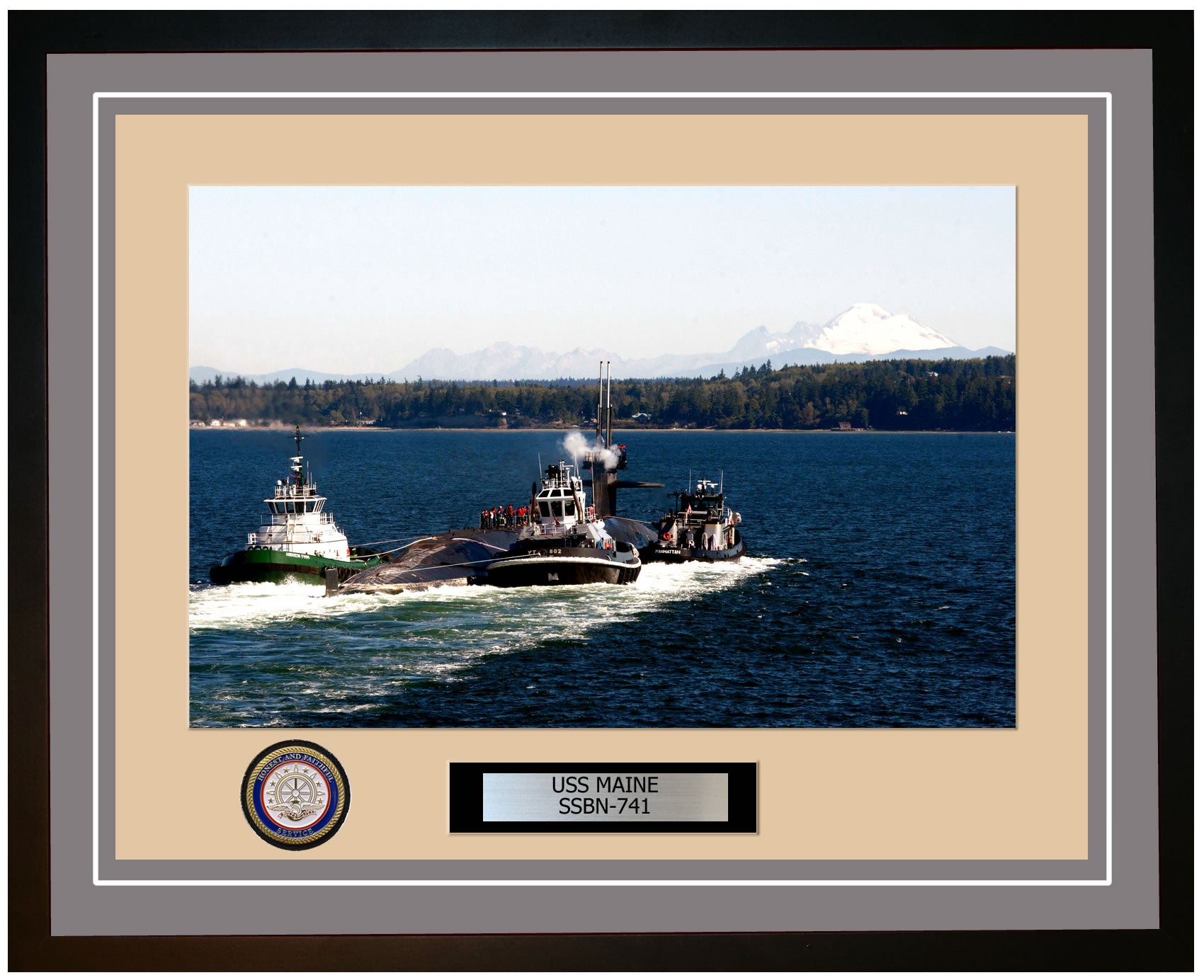 USS Maine SSBN-741 Framed Navy Ship Photo Grey