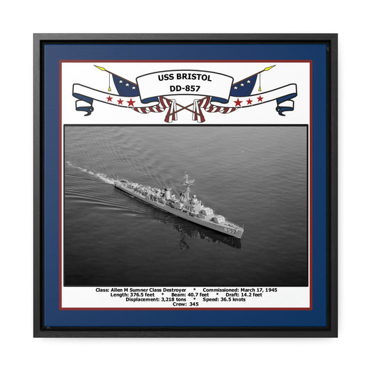 USS Bristol DD-857 Navy Floating Frame Photo Front View