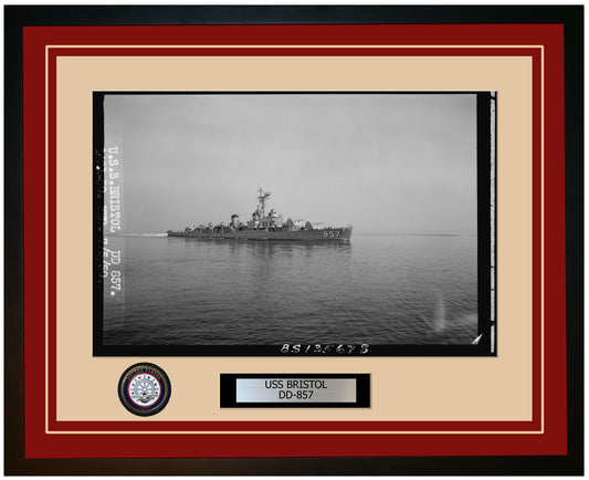 USS BRISTOL DD-857 Framed Navy Ship Photo Burgundy