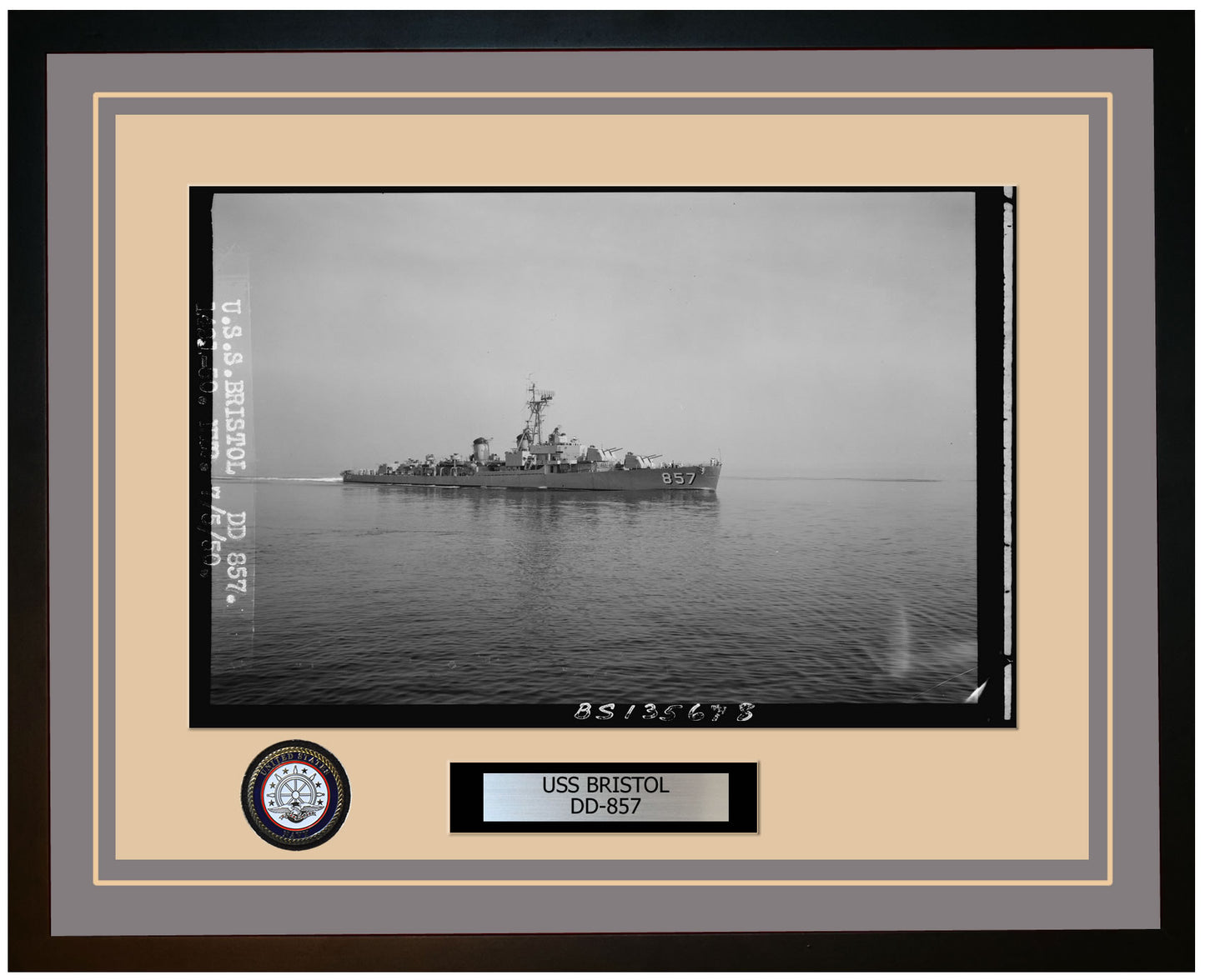 USS BRISTOL DD-857 Framed Navy Ship Photo Grey