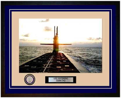 USS Wyoming SSBN-742 Framed Navy Ship Photo Blue