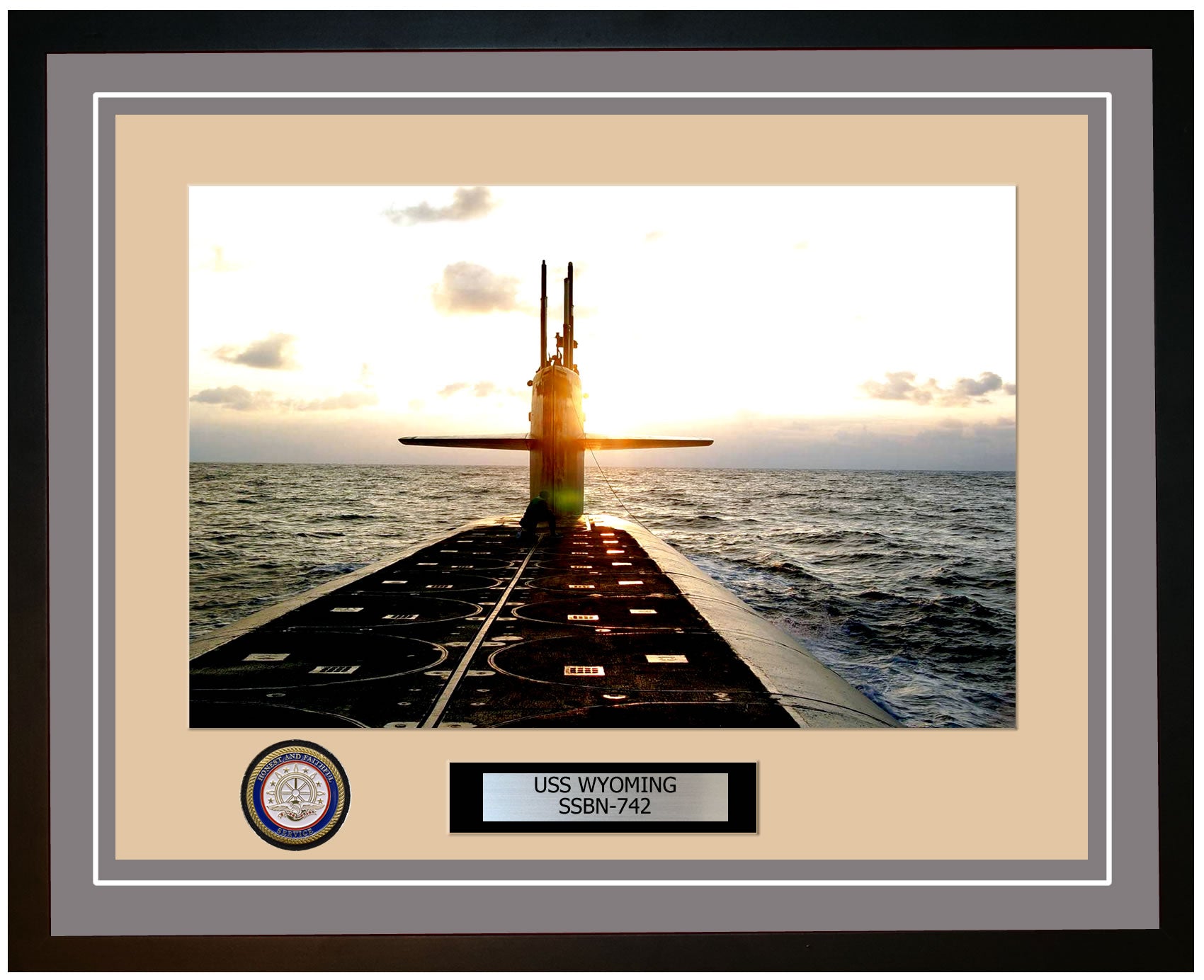 USS Wyoming SSBN-742 Framed Navy Ship Photo Grey