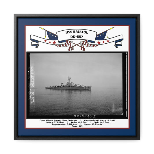 USS Bristol DD-857 Navy Floating Frame Photo Front View