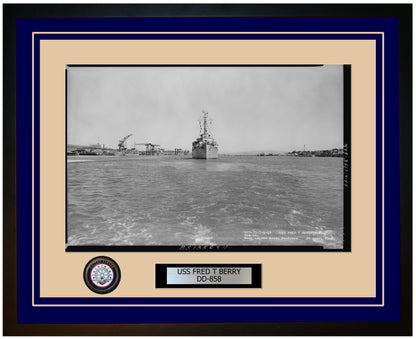 USS FRED T BERRY DD-858 Framed Navy Ship Photo Blue