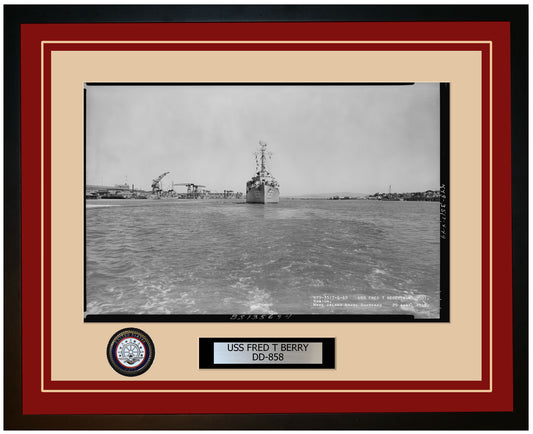 USS FRED T BERRY DD-858 Framed Navy Ship Photo Burgundy