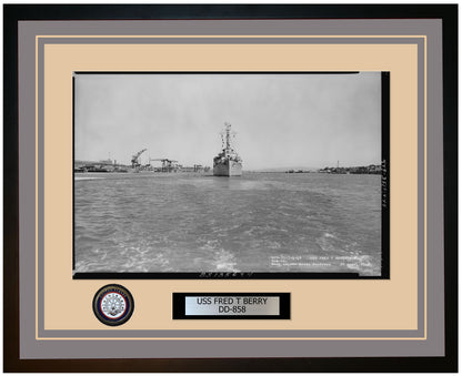 USS FRED T BERRY DD-858 Framed Navy Ship Photo Grey