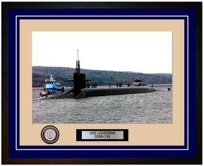 USS Louisiana SSBN-743 Framed Navy Ship Photo Blue