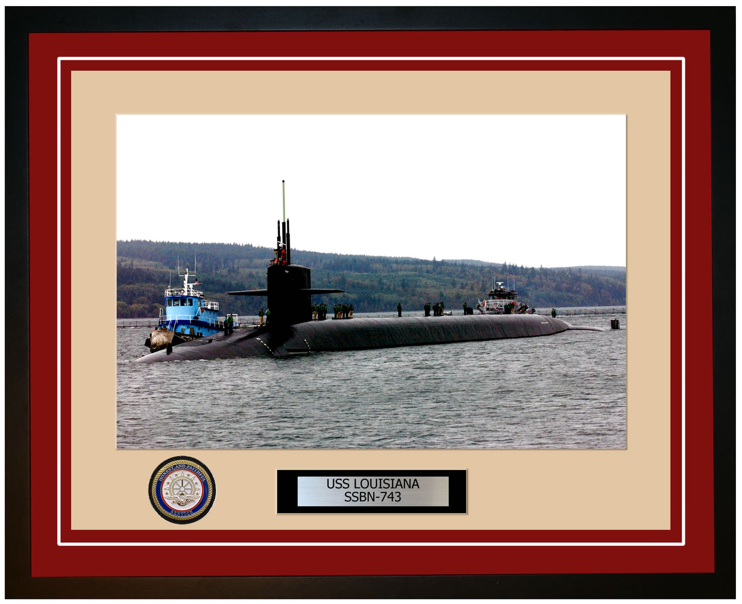 USS Louisiana SSBN-743 Framed Navy Ship Photo Burgundy