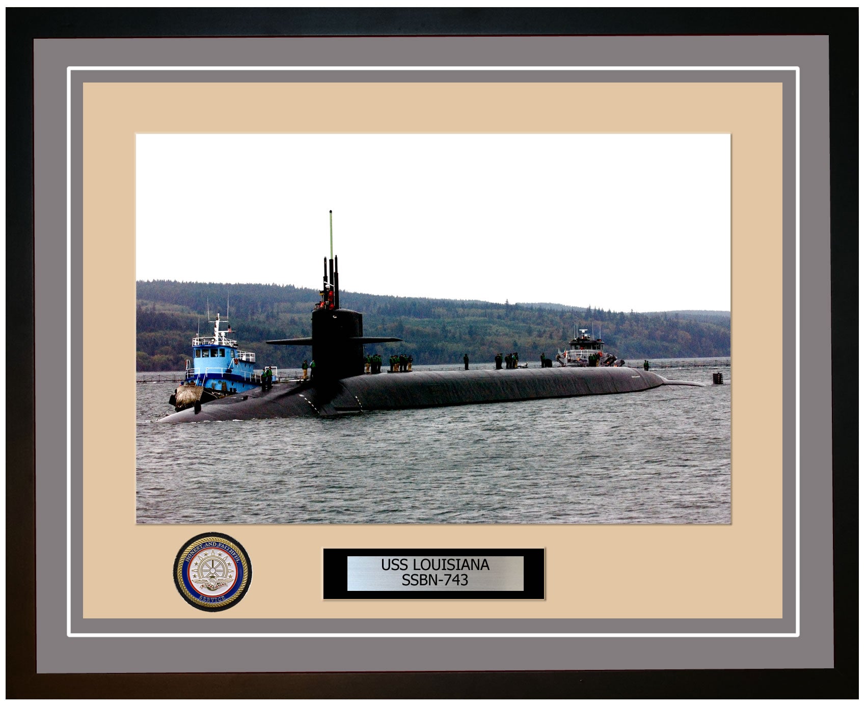 USS Louisiana SSBN-743 Framed Navy Ship Photo Grey