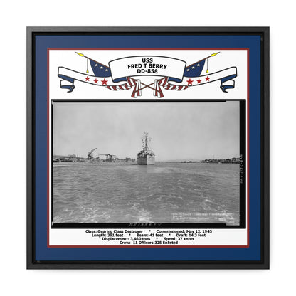 USS Fred T Berry DD-858 Navy Floating Frame Photo Front View