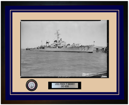 USS FRED T BERRY DD-858 Framed Navy Ship Photo Blue