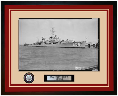 USS FRED T BERRY DD-858 Framed Navy Ship Photo Burgundy