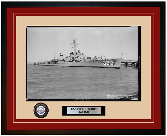 USS FRED T BERRY DD-858 Framed Navy Ship Photo Burgundy