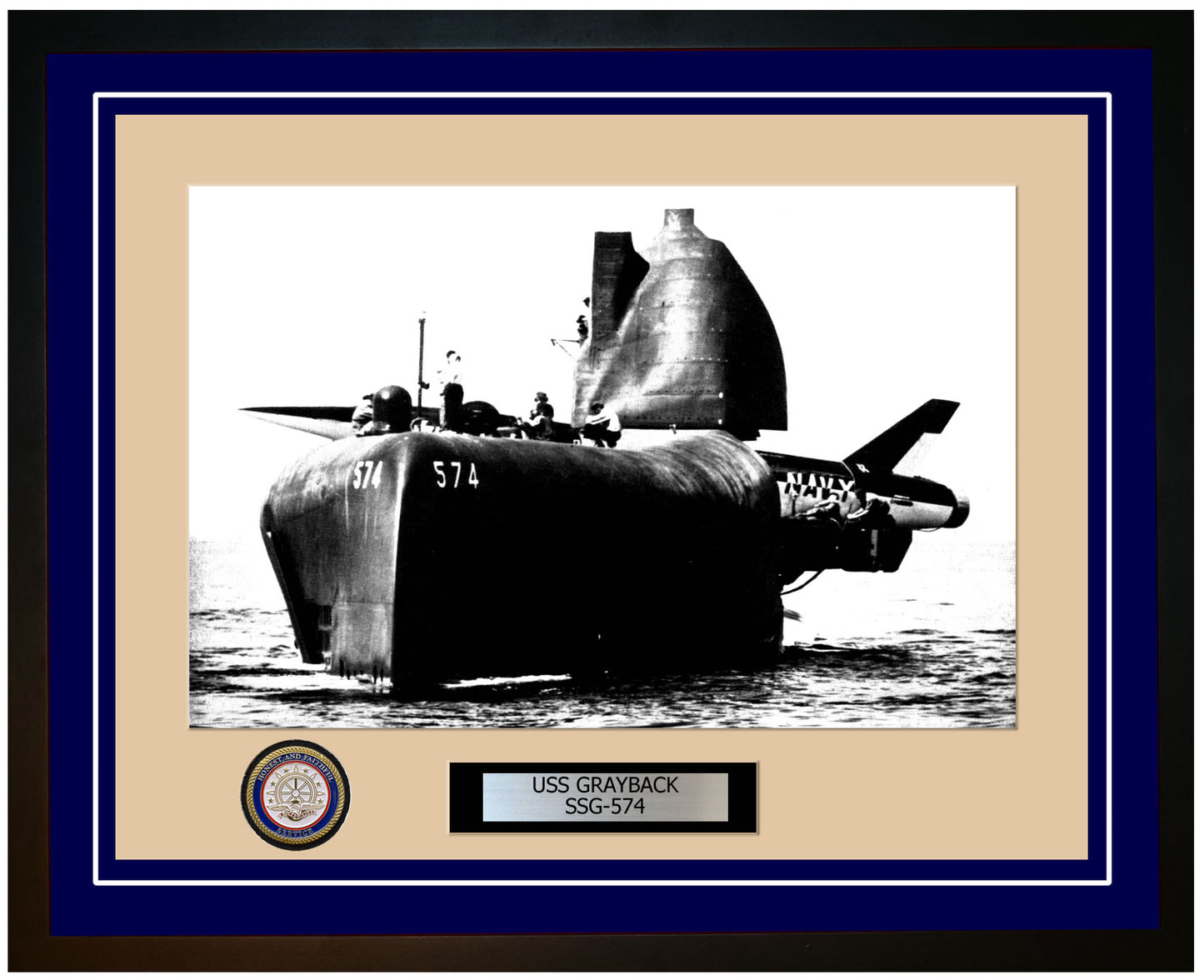 USS Grayback SSG-574 Framed Navy Ship Photo Blue