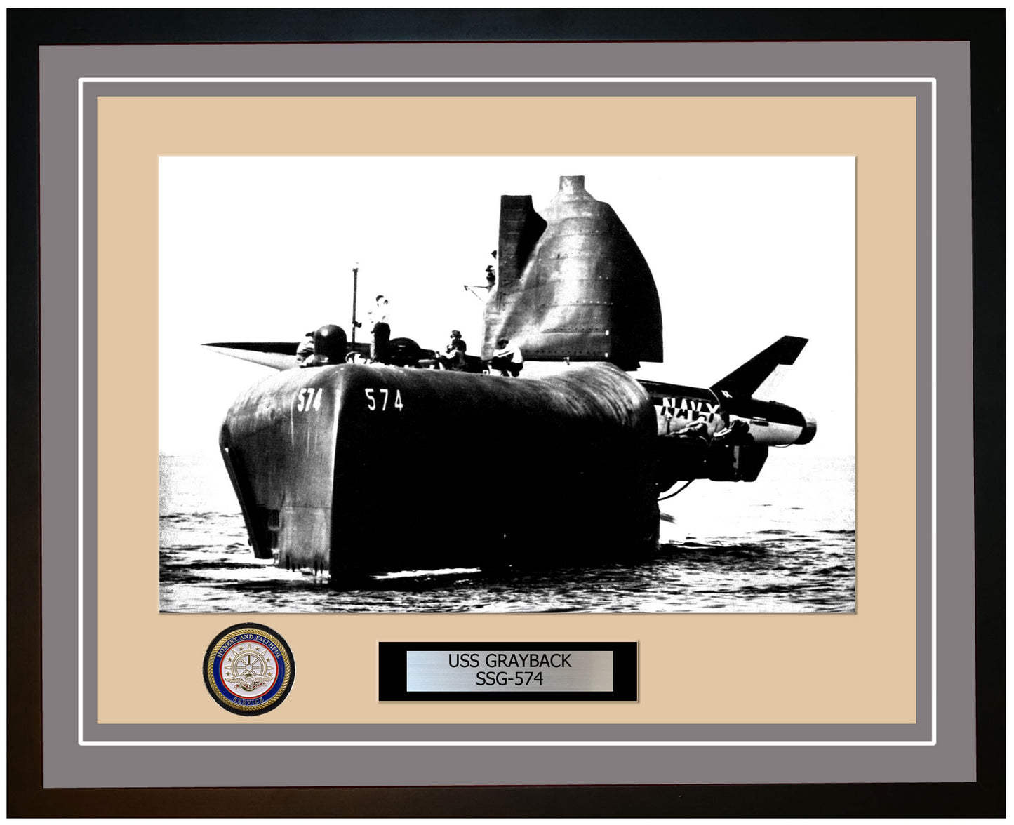 USS Grayback SSG-574 Framed Navy Ship Photo Grey