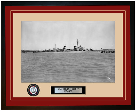 USS FRED T BERRY DD-858 Framed Navy Ship Photo Burgundy