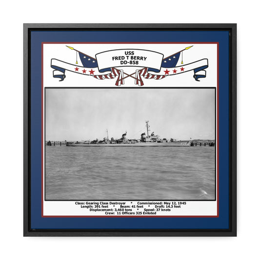USS Fred T Berry DD-858 Navy Floating Frame Photo Front View