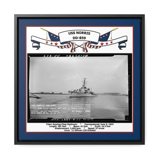 USS Norris DD-859 Navy Floating Frame Photo Front View