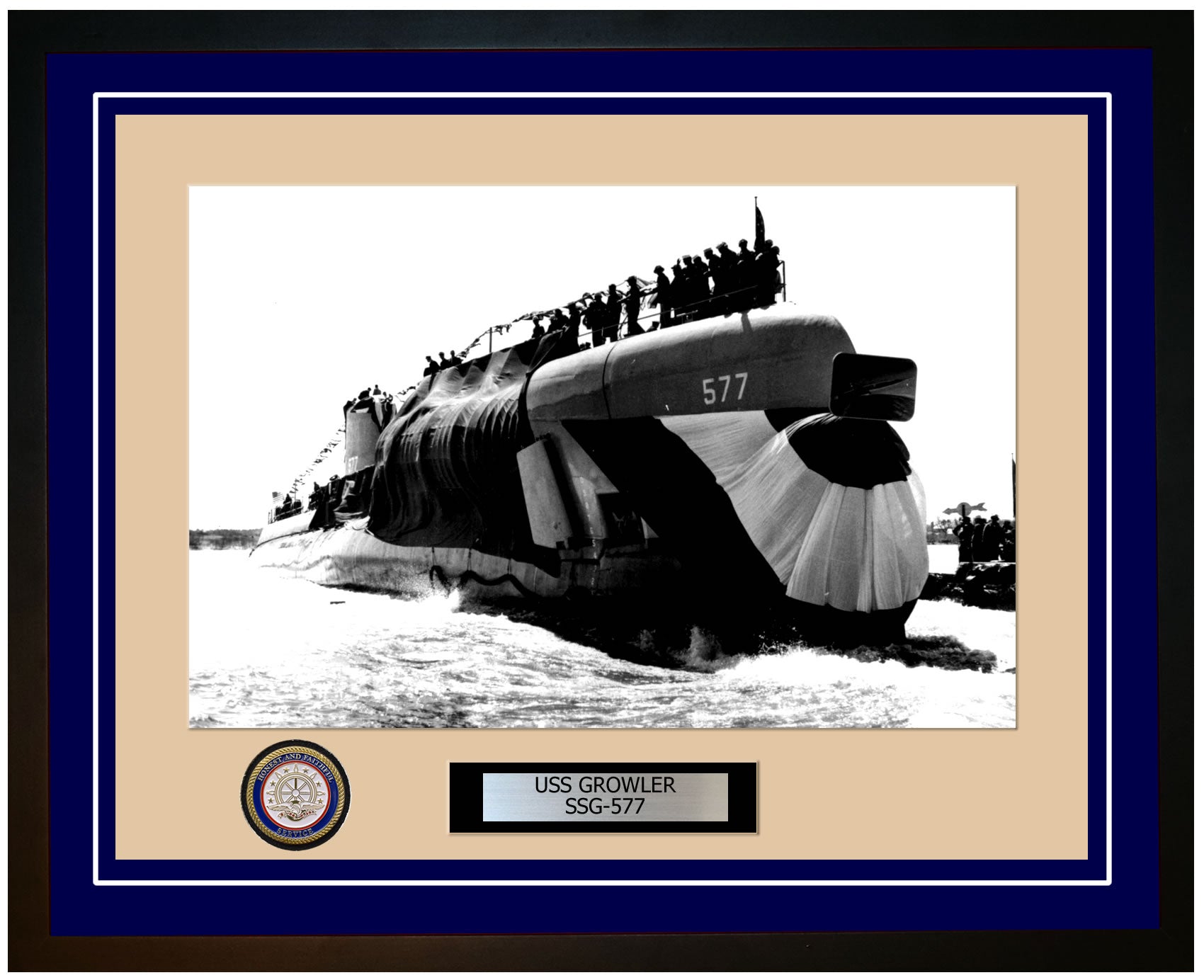USS Growler SSG-577 Framed Navy Ship Photo Blue