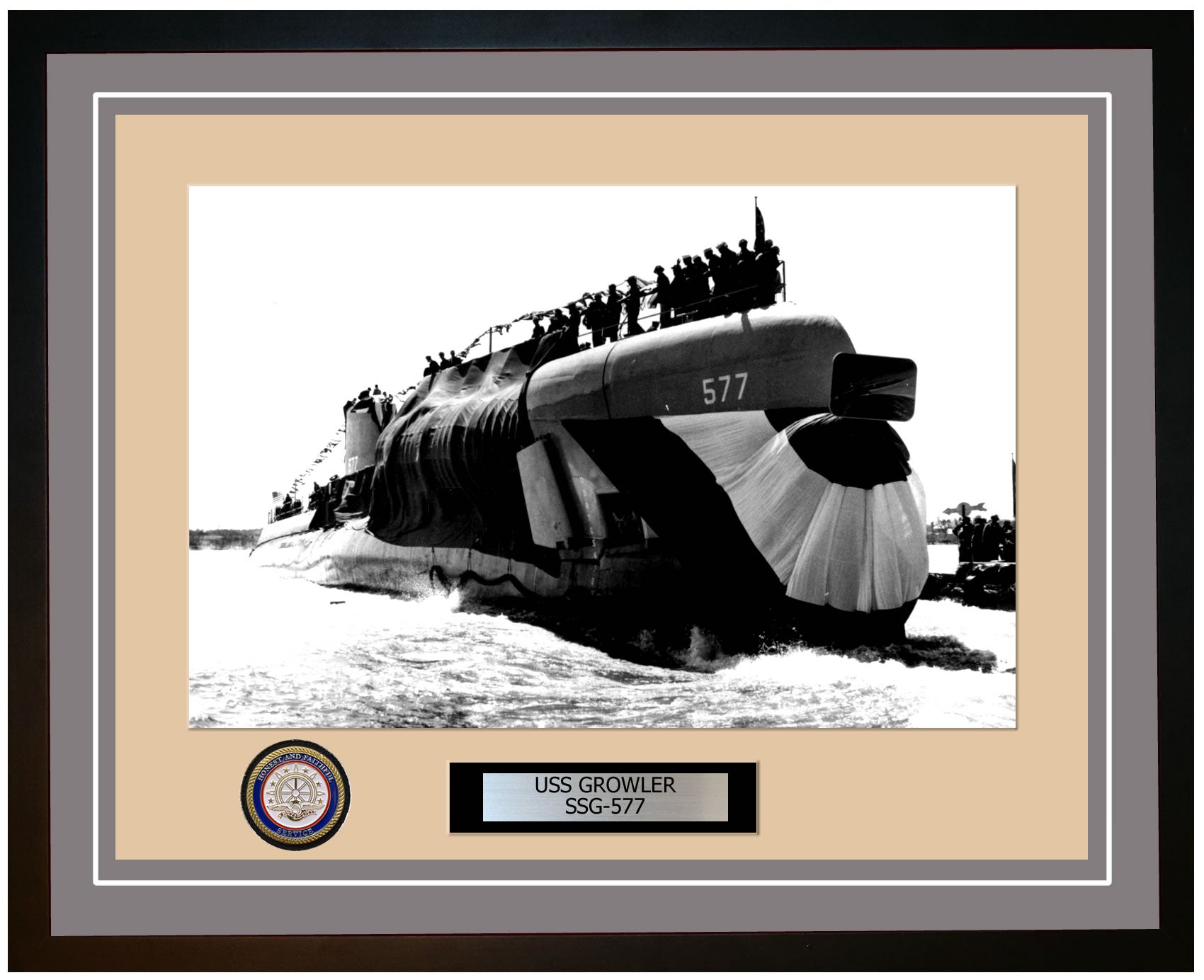 USS Growler SSG-577 Framed Navy Ship Photo Grey
