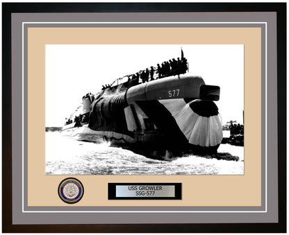 USS Growler SSG-577 Framed Navy Ship Photo Grey
