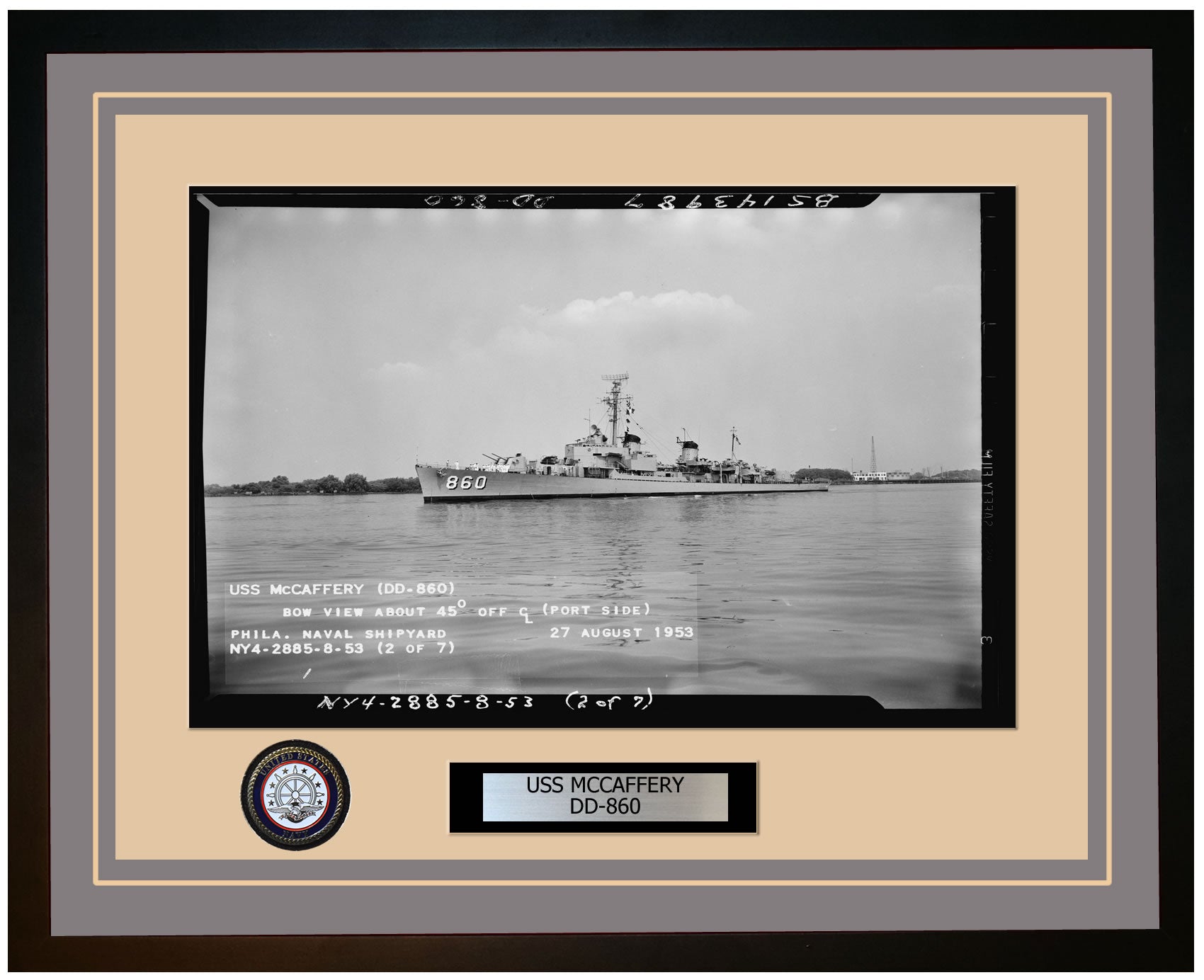 USS MCCAFFERY DD-860 Framed Navy Ship Photo Grey