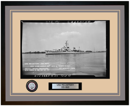 USS MCCAFFERY DD-860 Framed Navy Ship Photo Grey