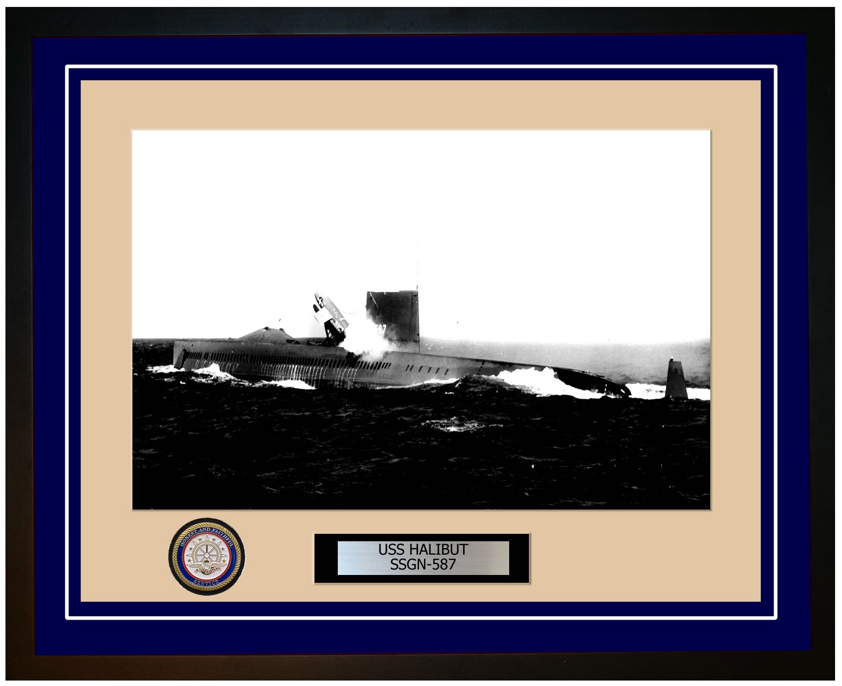 USS Halibut SSGN-587 Framed Navy Ship Photo Blue