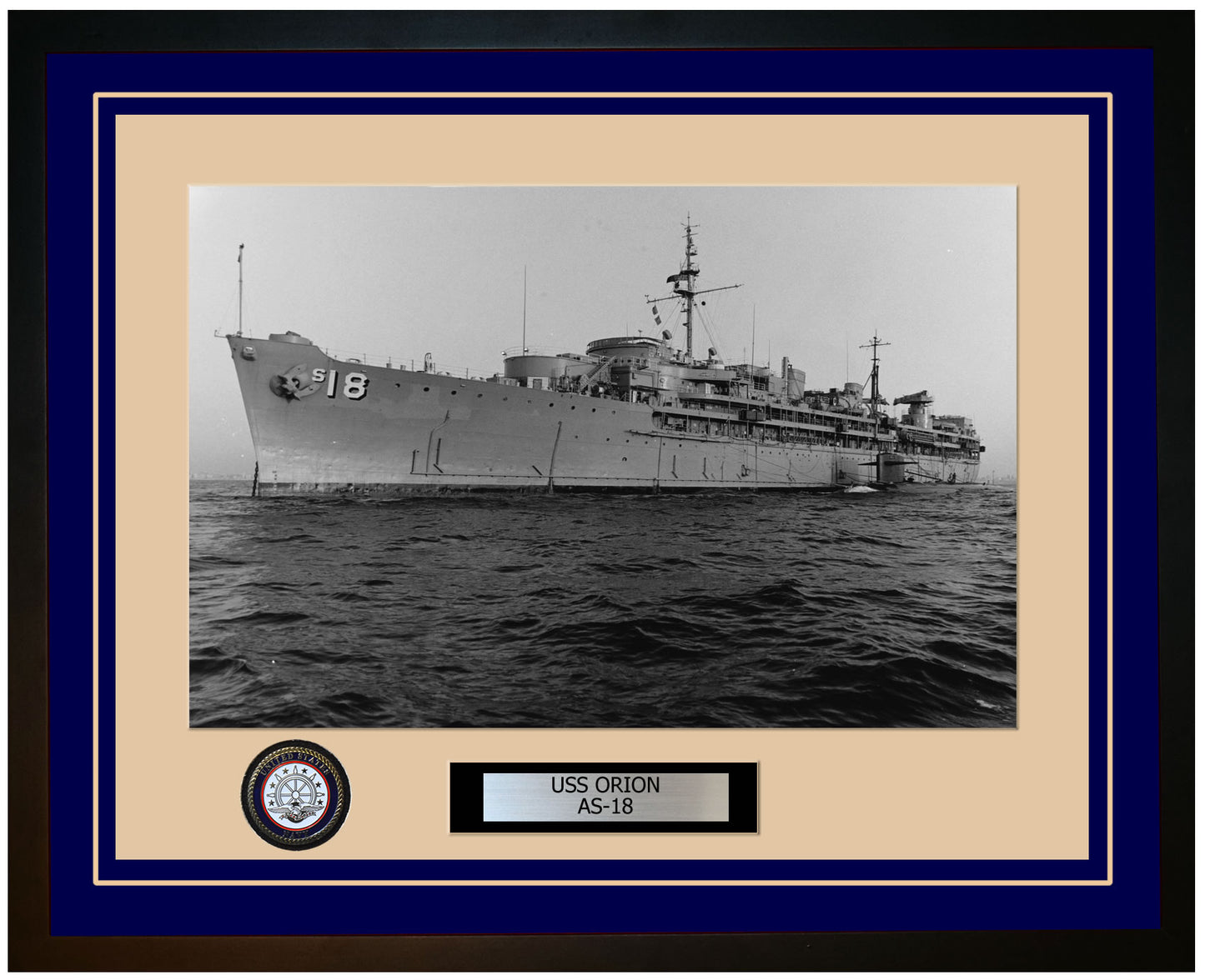 USS ORION AS-18 Framed Navy Ship Photo Blue