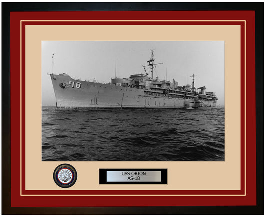 USS ORION AS-18 Framed Navy Ship Photo Burgundy