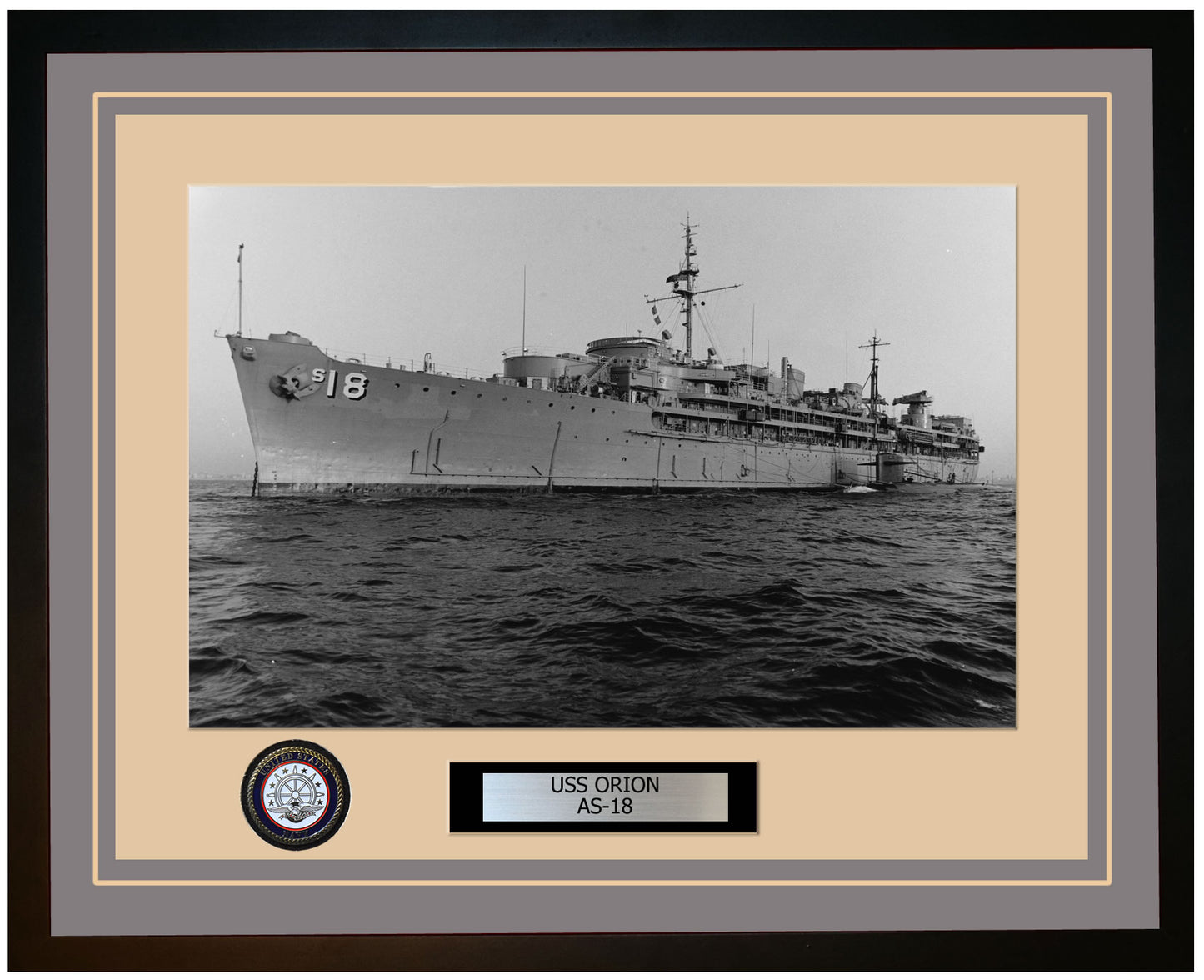 USS ORION AS-18 Framed Navy Ship Photo Grey