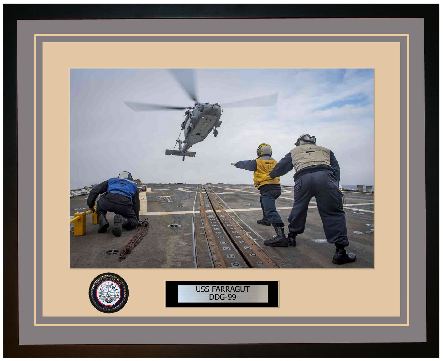 USS FARRAGUT DDG-99 Framed Navy Ship Photo Grey