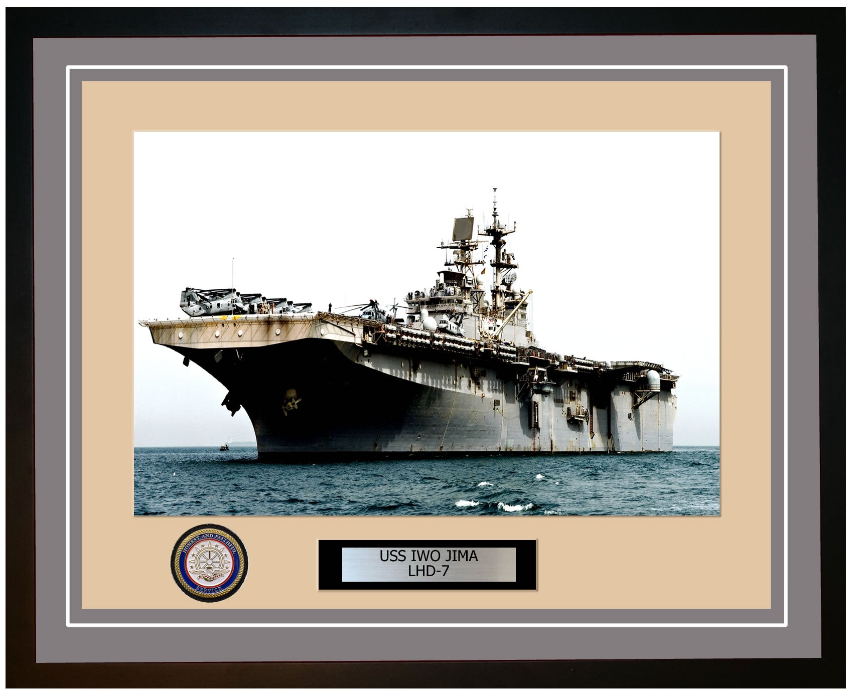 USS Iwo Jima LHD-7 Framed Navy Ship Photo Grey