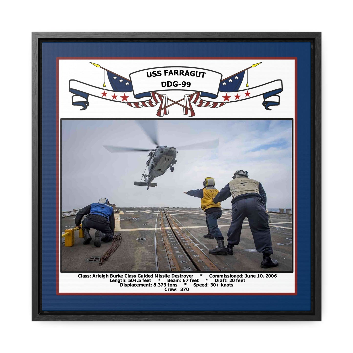 USS Farragut DDG-99 Navy Floating Frame Photo Front View