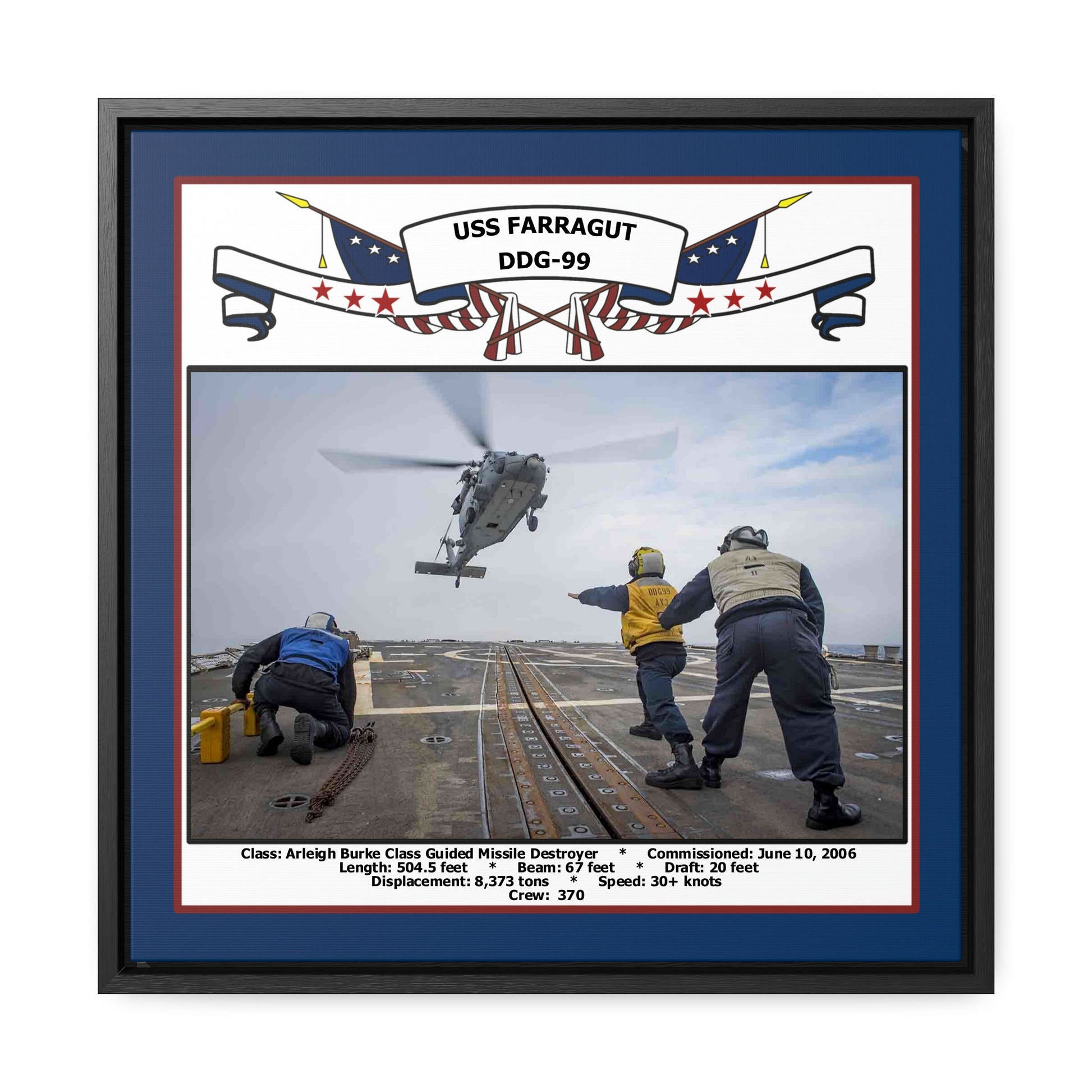 USS Farragut DDG-99 Navy Floating Frame Photo Front View