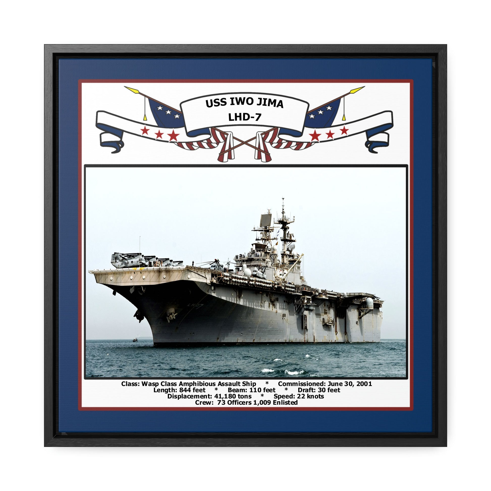 USS Iwo Jima LHD-7 Navy Floating Frame Photo Front View