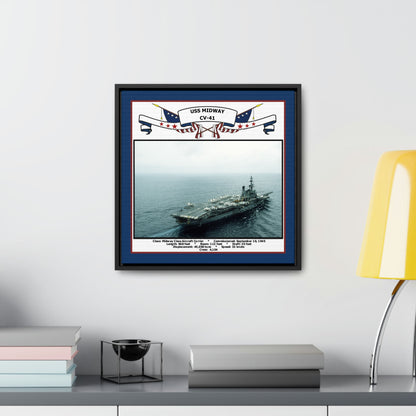 USS Midway CV-41 Navy Floating Frame Photo Desk View
