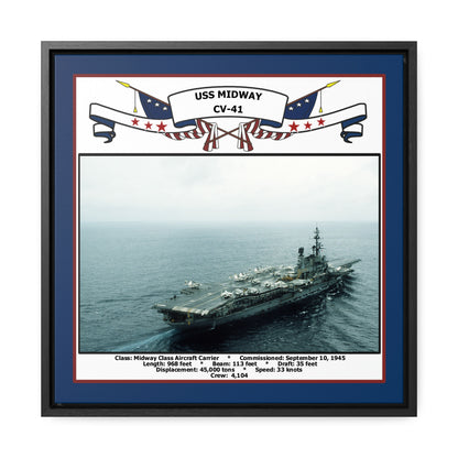 USS Midway CV-41 Navy Floating Frame Photo Front View