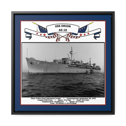USS Orion AS-18 Navy Floating Frame Photo Front View