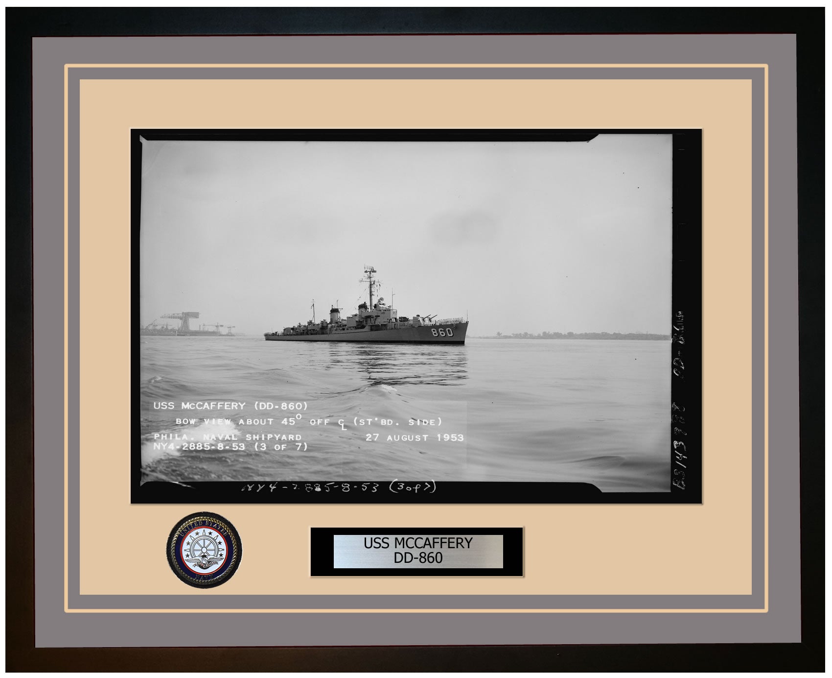 USS MCCAFFERY DD-860 Framed Navy Ship Photo Grey