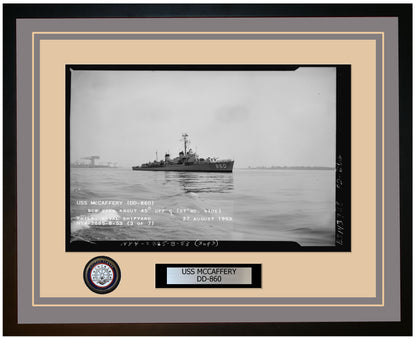 USS MCCAFFERY DD-860 Framed Navy Ship Photo Grey