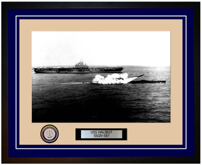 USS Halibut SSGN-587 Framed Navy Ship Photo Blue