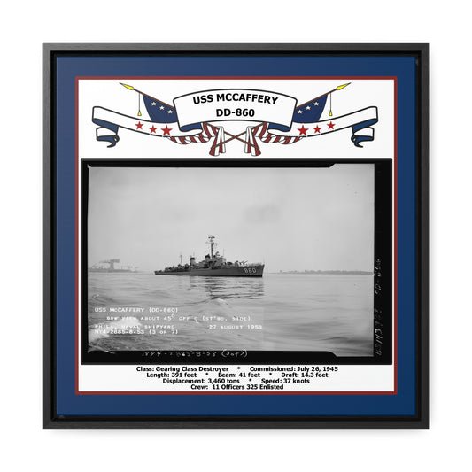 USS Mccaffery DD-860 Navy Floating Frame Photo Front View